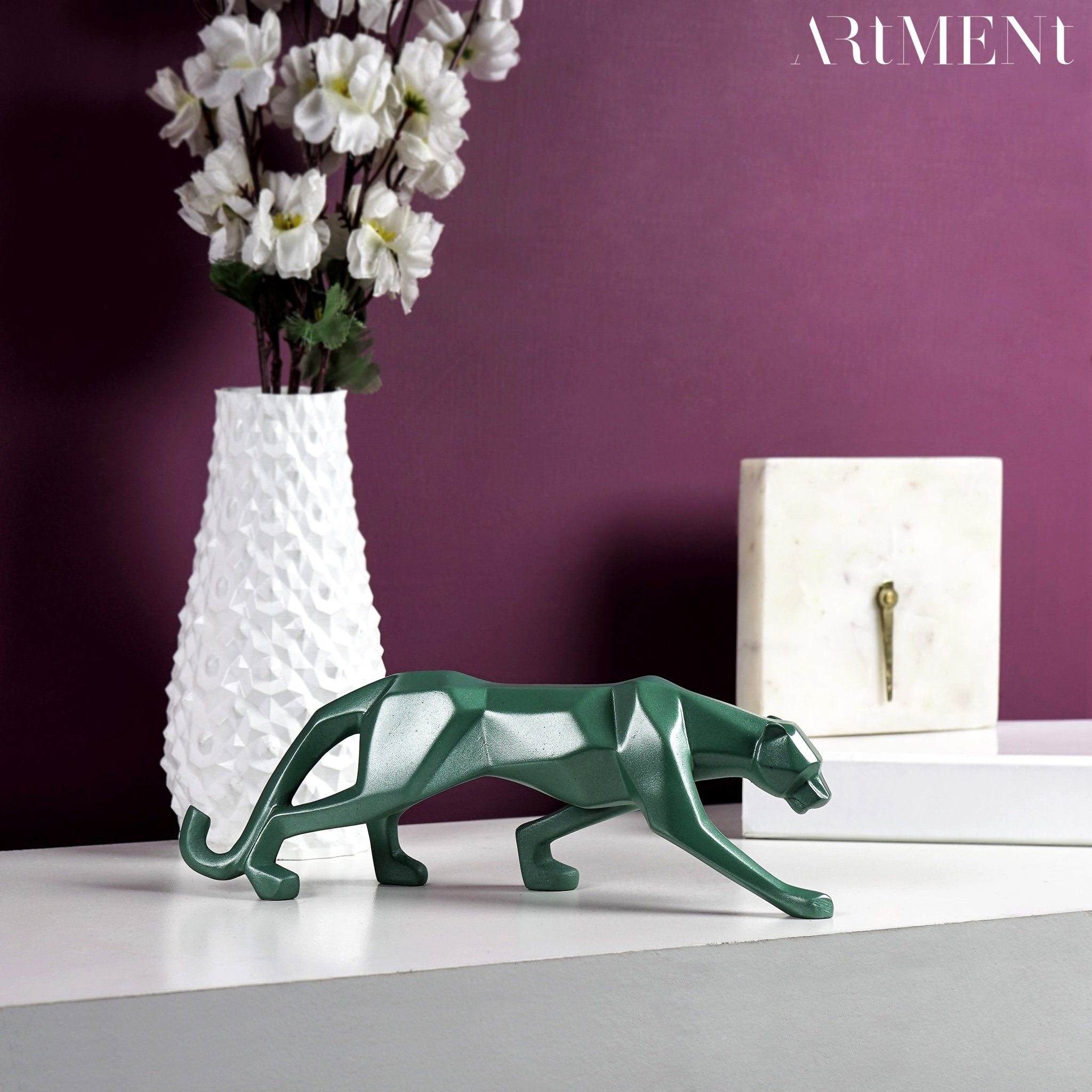 Moderne Kunst Geometrische Panter Standbeeld voor Woondecoratie