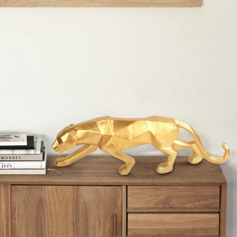Moderne Kunst Geometrische Panter Standbeeld voor Woondecoratie
