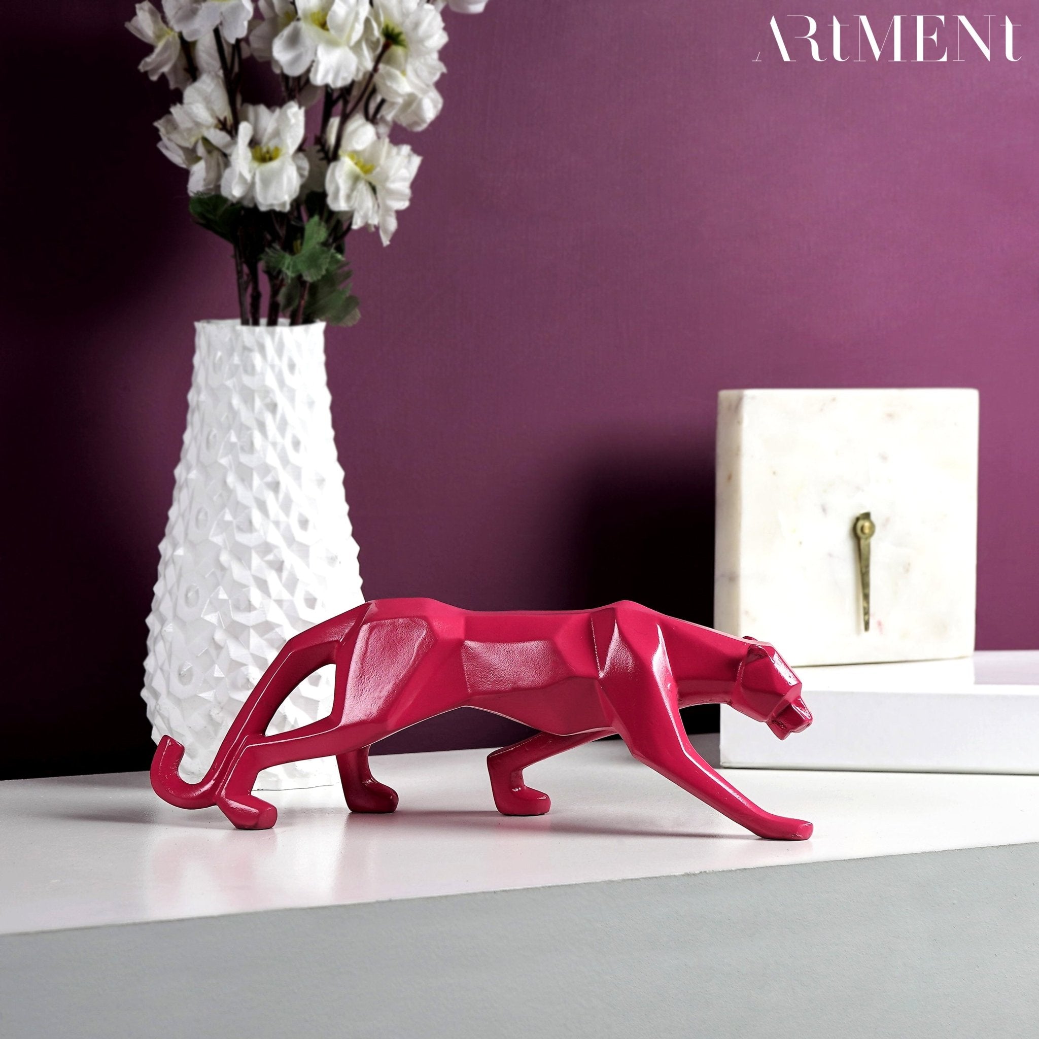 Moderne Kunst Geometrische Panter Standbeeld voor Woondecoratie