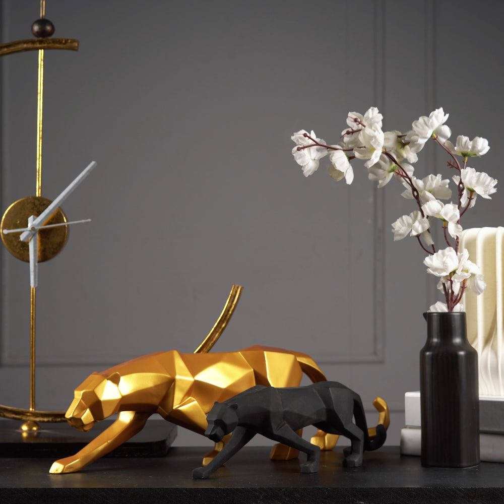Moderne Kunst Geometrische Panter Standbeeld voor Woondecoratie