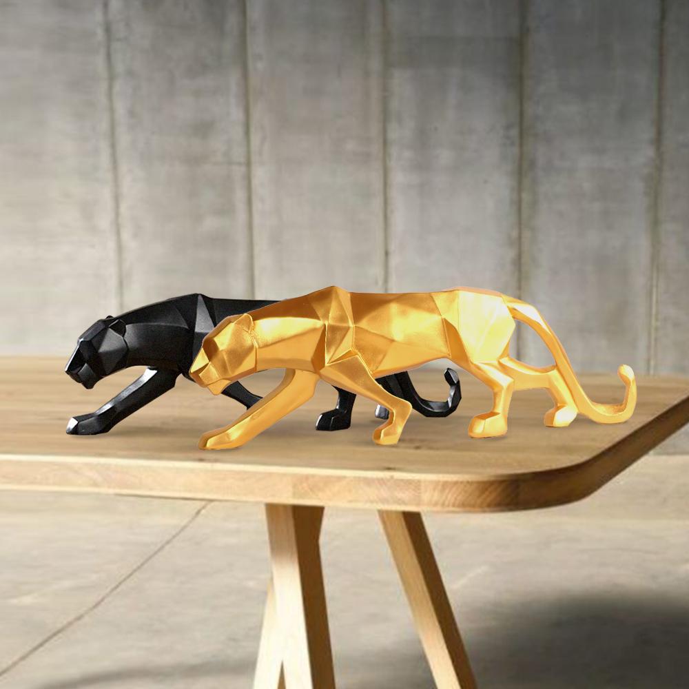 Moderne Kunst Geometrische Panter Standbeeld voor Woondecoratie