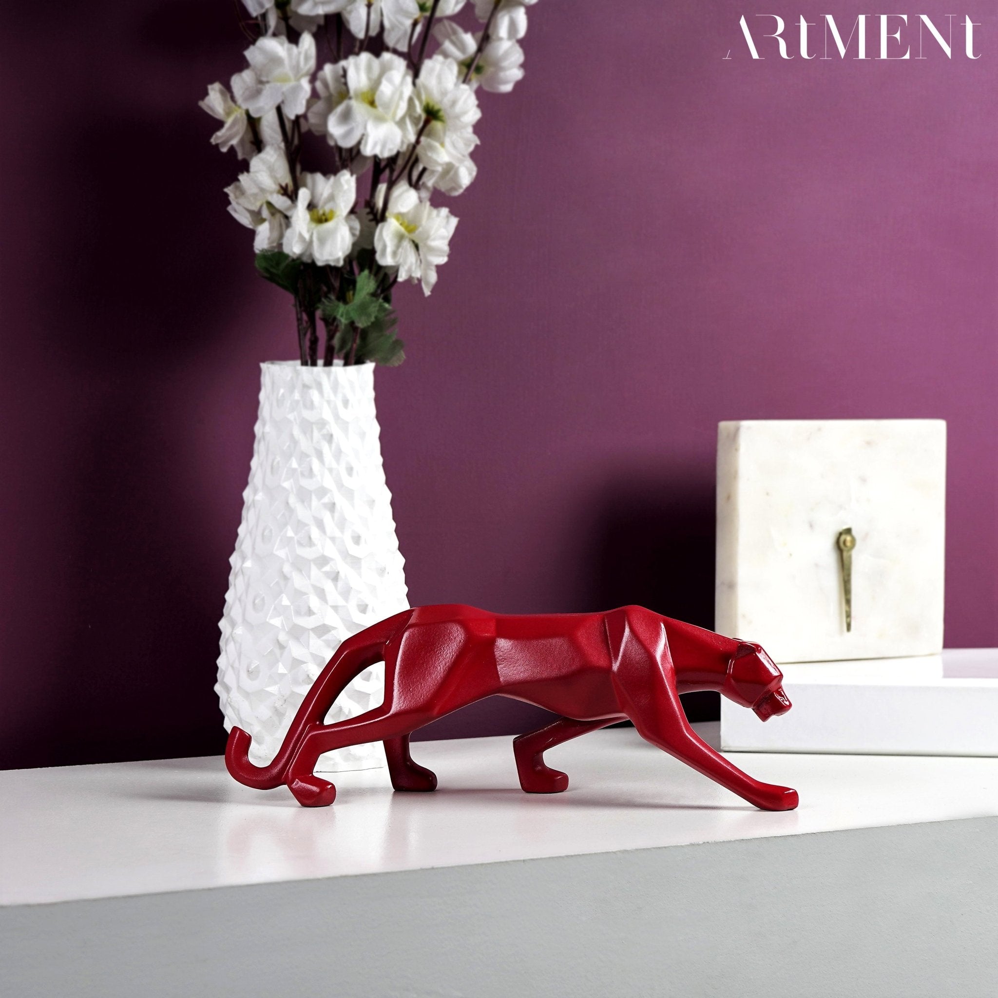 Moderne Kunst Geometrische Panter Standbeeld voor Woondecoratie