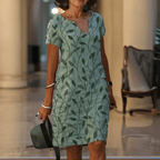 Alberte Bedrukt Kleid met V-hals