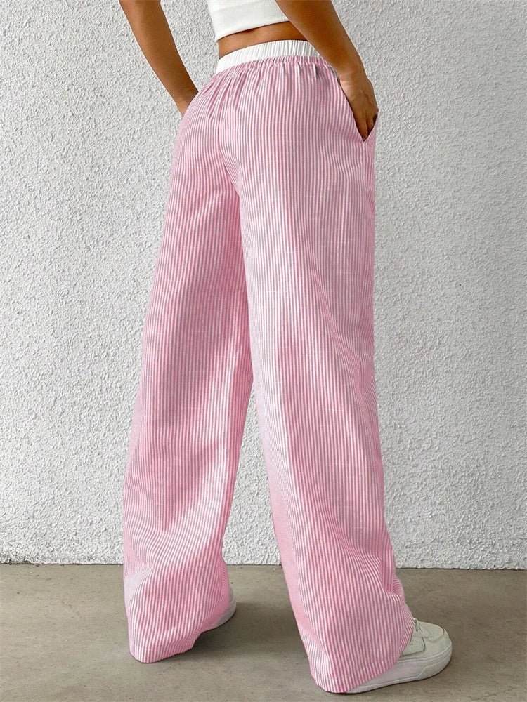 Daphne - Casual broek met wijde pijpen - Streepprint