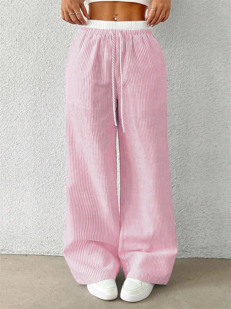 Daphne - Casual broek met wijde pijpen - Streepprint