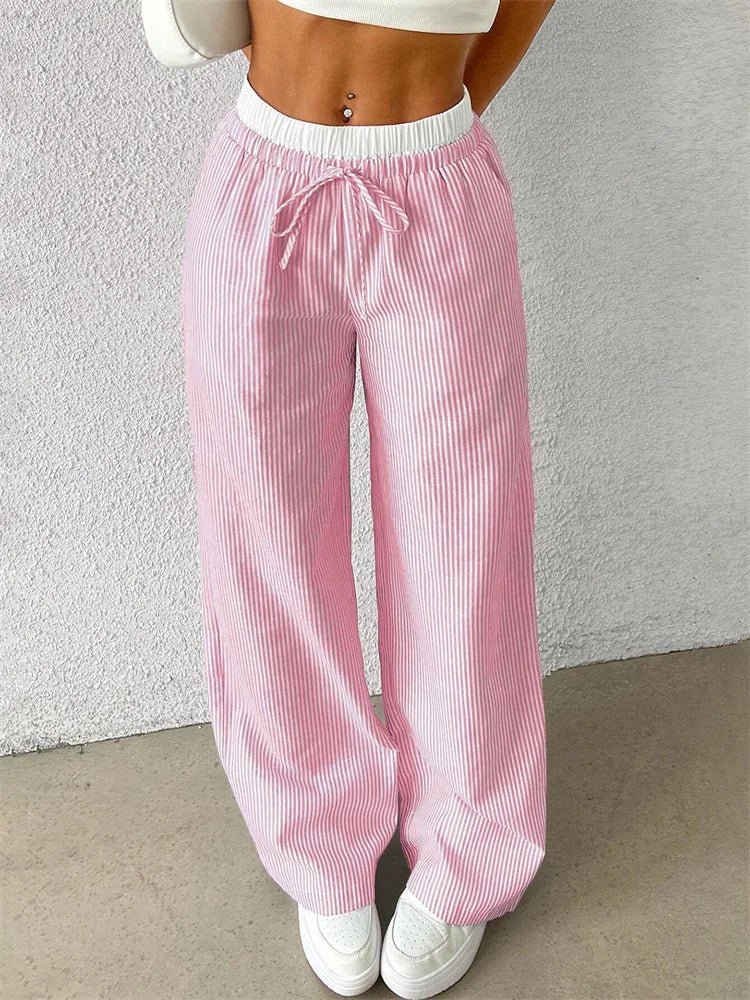 Daphne - Casual broek met wijde pijpen - Streepprint