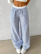 Daphne - Casual broek met wijde pijpen - Streepprint