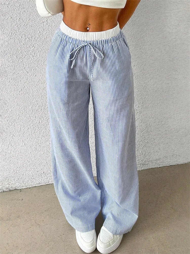 Daphne - Casual broek met wijde pijpen - Streepprint