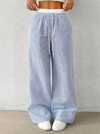 Daphne - Casual broek met wijde pijpen - Streepprint