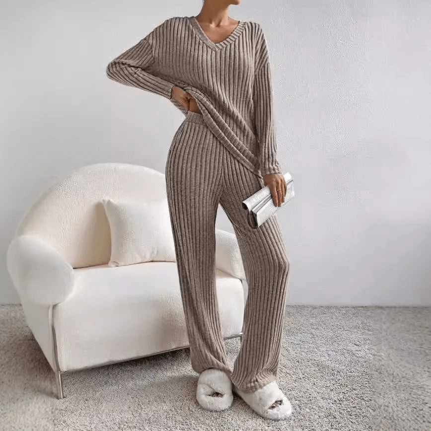 Evangeline Dames Lounge Set – Tweedelig Huispak met Top & Broek | Zachte, Comfortabele & Stijlvolle Loungewear