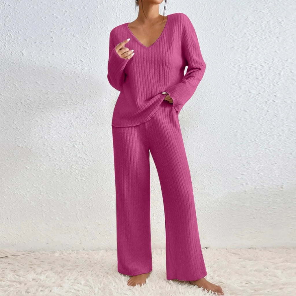 Evangeline Dames Lounge Set – Tweedelig Huispak met Top & Broek | Zachte, Comfortabele & Stijlvolle Loungewear