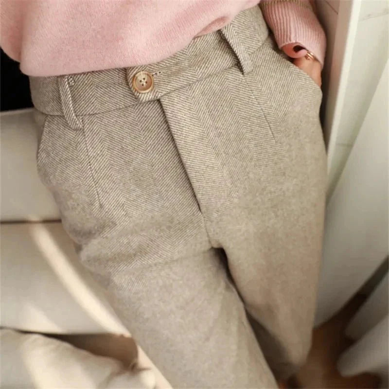 Halley Tweed-broek met Hoge Taille