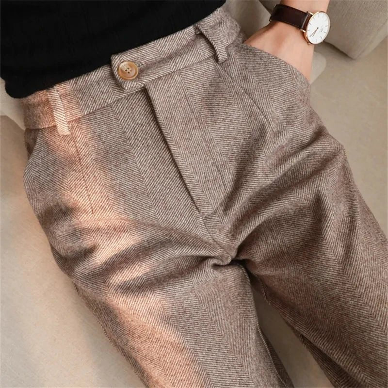 Halley Tweed-broek met Hoge Taille