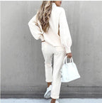 Dames Pullover en Broek Set – Tweedelig Loungepak | Zachte, Warme & Comfortabele Loungewear voor Thuis of Casual Dagen