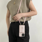 Leren Crossbody-hoes Voor Telefoon Met Koord Kaarthouder