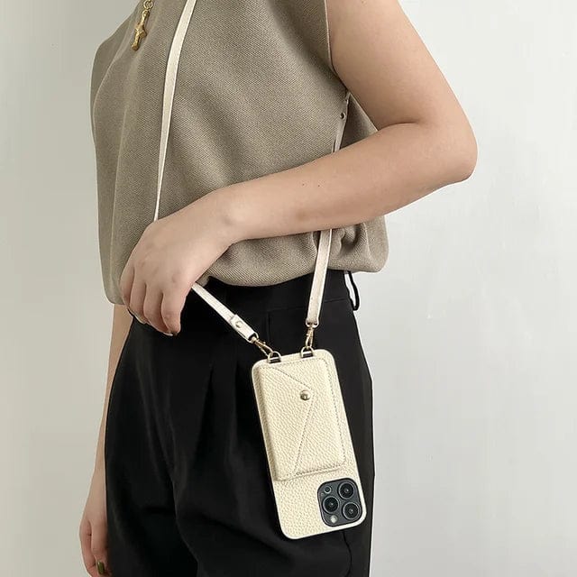 Leren Crossbody-hoes Voor Telefoon Met Koord Kaarthouder
