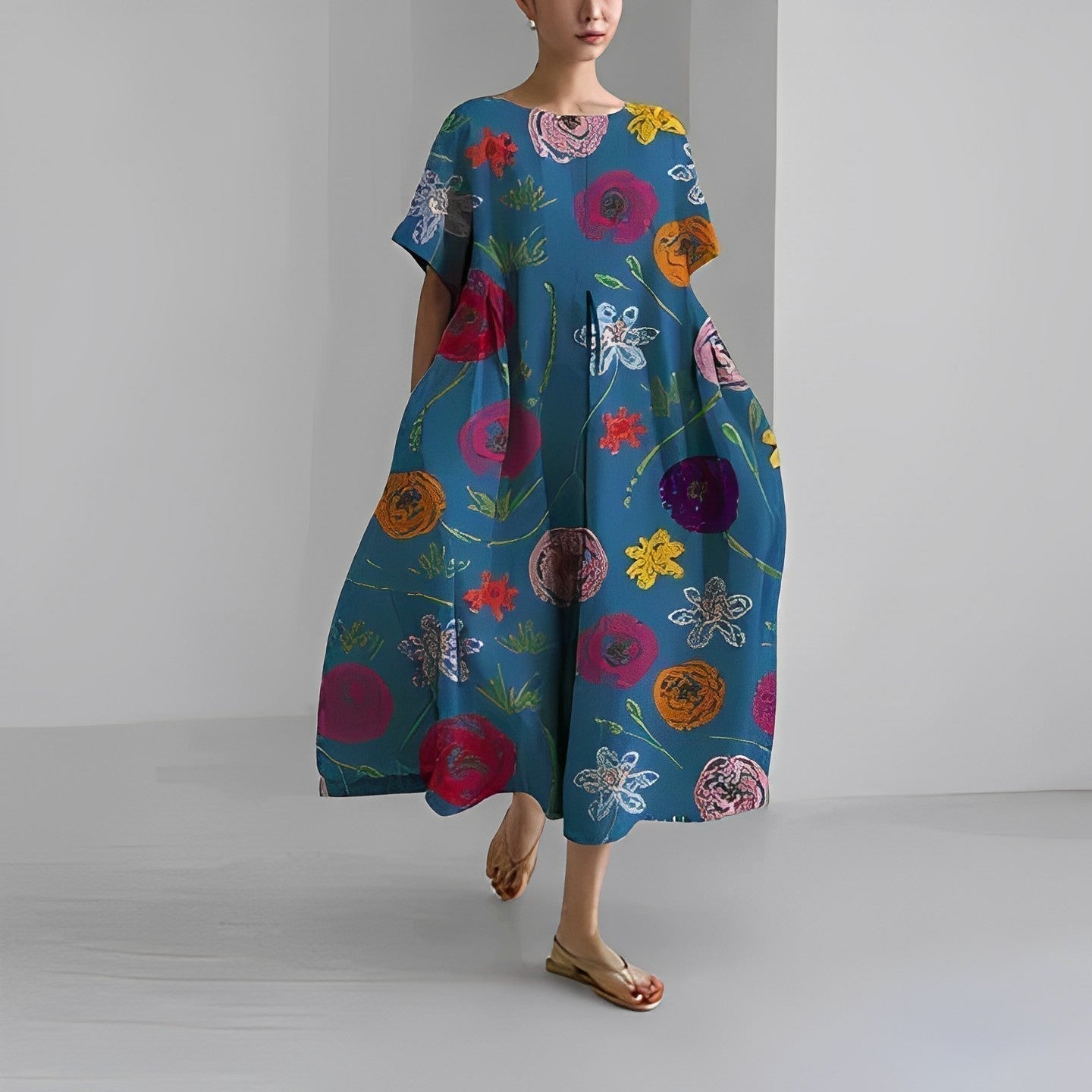 Naomi Boho Bloemen Lente Maxi Jurk voor Vrouwen - Ademend, Comfortabel en Elegant in Verschillende Kleuren voor Casual of Feestelijke Gelegenheden