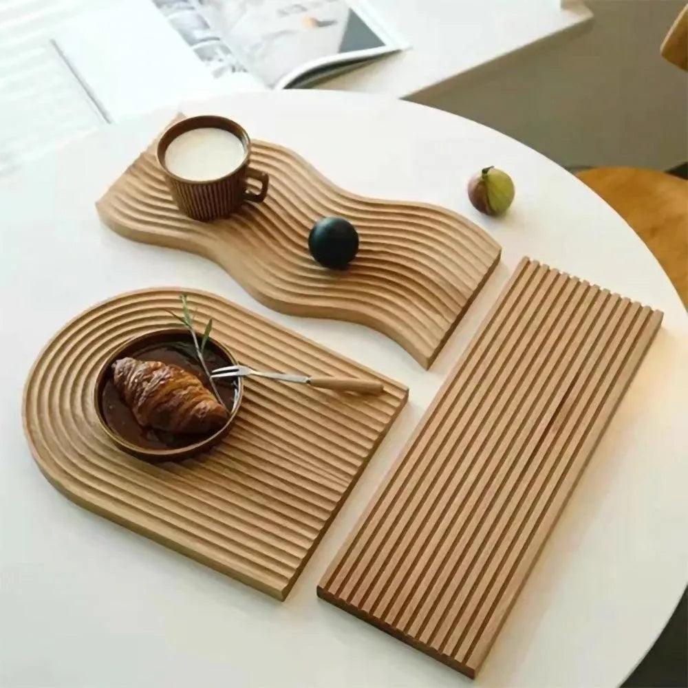 Neutraal Houten Dienblad Voor Koffie Brood │ Moderne Decoratieve Platter │ Keukenaccessoires