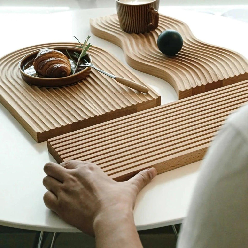 Neutraal Houten Dienblad Voor Koffie Brood │ Moderne Decoratieve Platter │ Keukenaccessoires