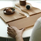 Neutraal Houten Dienblad Voor Koffie Brood │ Moderne Decoratieve Platter │ Keukenaccessoires