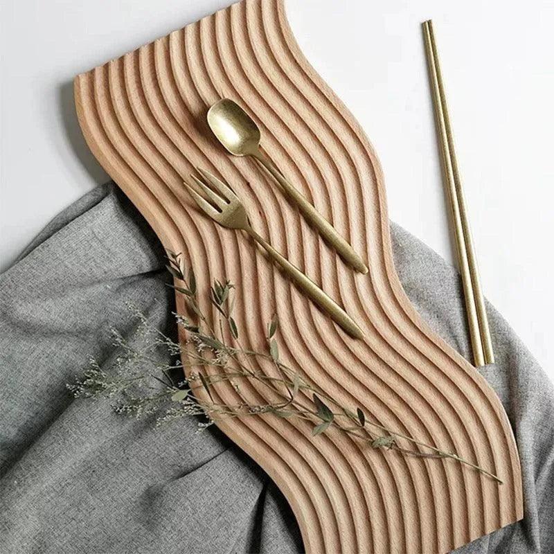 Neutraal Houten Dienblad Voor Koffie Brood │ Moderne Decoratieve Platter │ Keukenaccessoires