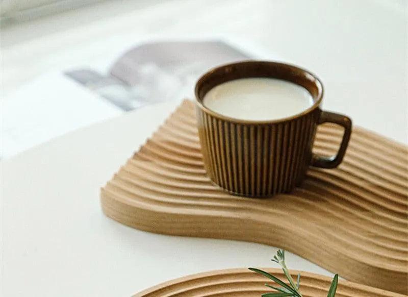 Neutraal Houten Dienblad Voor Koffie Brood │ Moderne Decoratieve Platter │ Keukenaccessoires