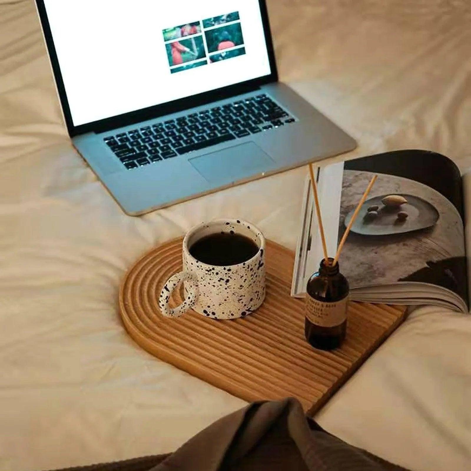 Neutraal Houten Dienblad Voor Koffie Brood │ Moderne Decoratieve Platter │ Keukenaccessoires