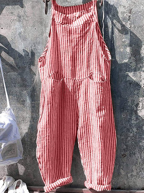 Vrouwen Gestreepte Wijde Pijpen Dungarees