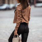 Leren Jasje Zwart Comfort Pasvorm Elegante Stijl - Winterjas Dames
