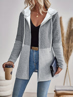Dames Casual Kleurblok Hoodie Jas Katoenmix Licht Elastisch - Tussenjas
