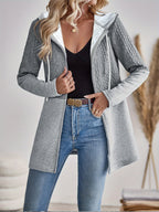 Dames Casual Kleurblok Hoodie Jas Katoenmix Licht Elastisch - Tussenjas