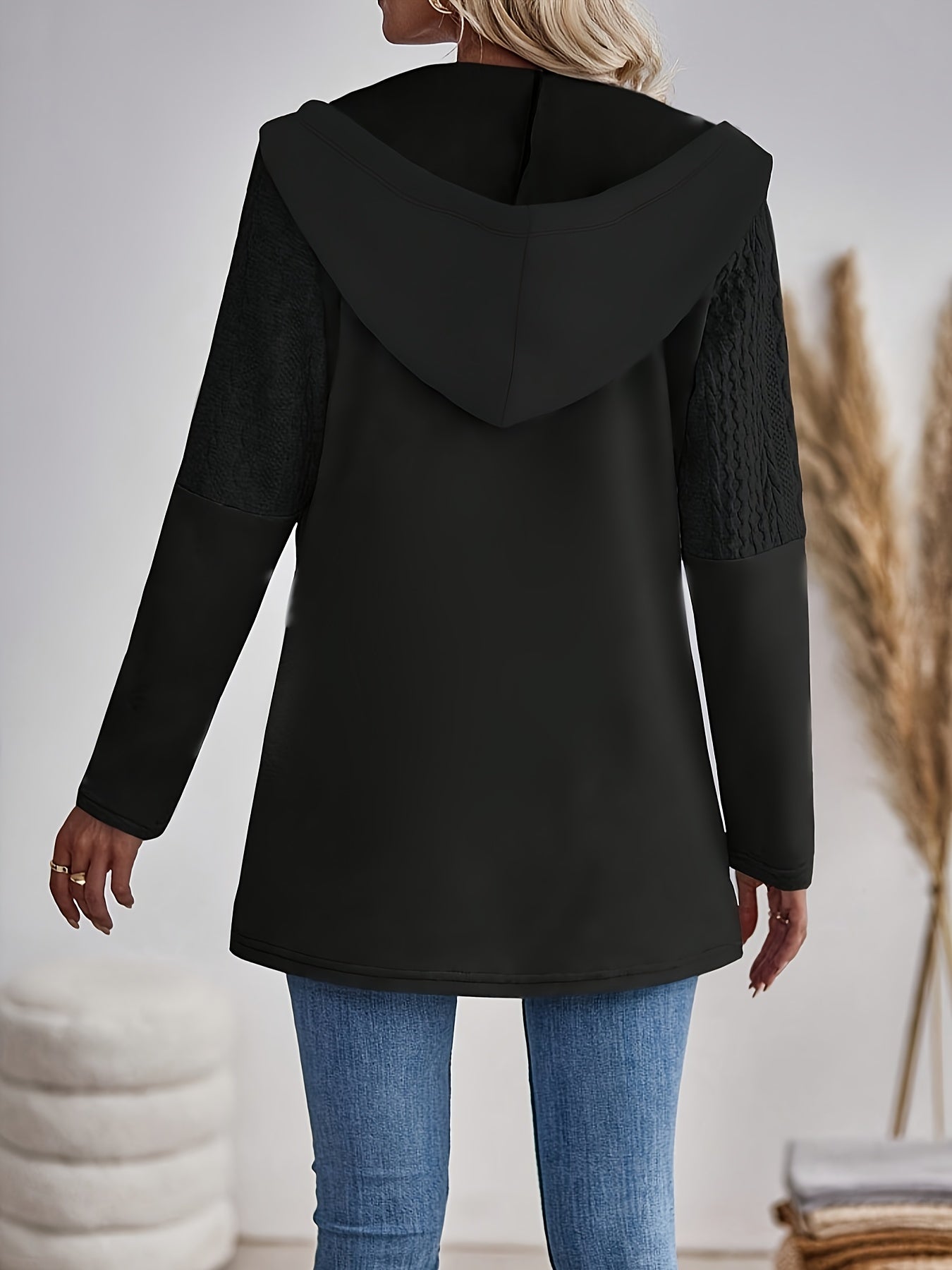 Dames Casual Kleurblok Hoodie Jas Katoenmix Licht Elastisch - Tussenjas
