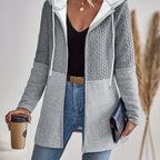 Dames Casual Kleurblok Hoodie Jas Katoenmix Licht Elastisch - Tussenjas