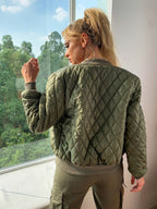 Dames Gewatteerd Bomberjack Effen Kleur Regular Fit Warm Stijlvol