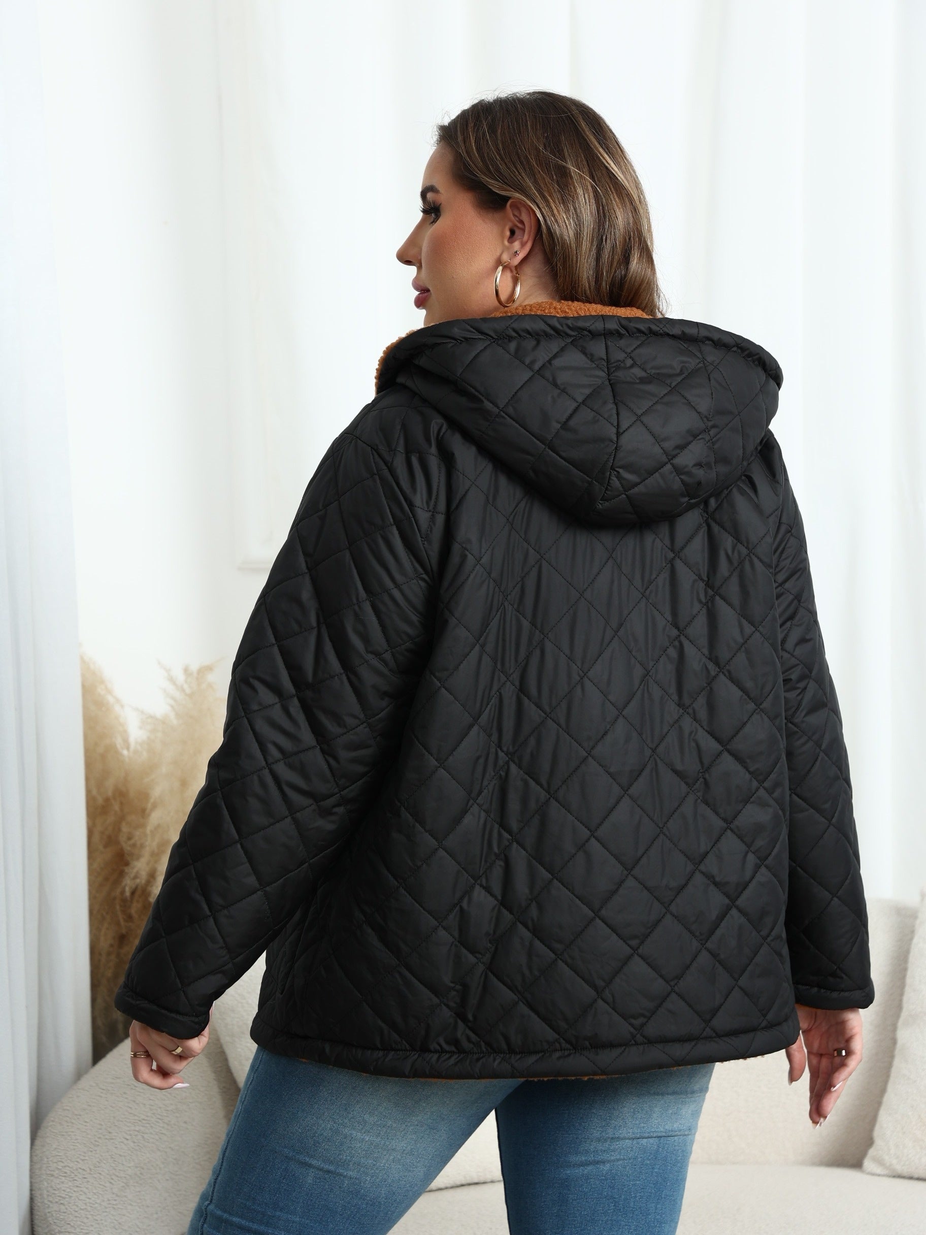 Dames Winterjas Plus Size Met Capuchon Gevoerd Pluche Gewatteerd