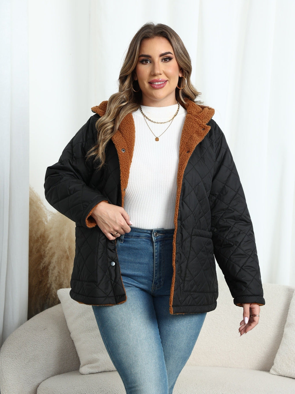 Dames Winterjas Plus Size Met Capuchon Gevoerd Pluche Gewatteerd