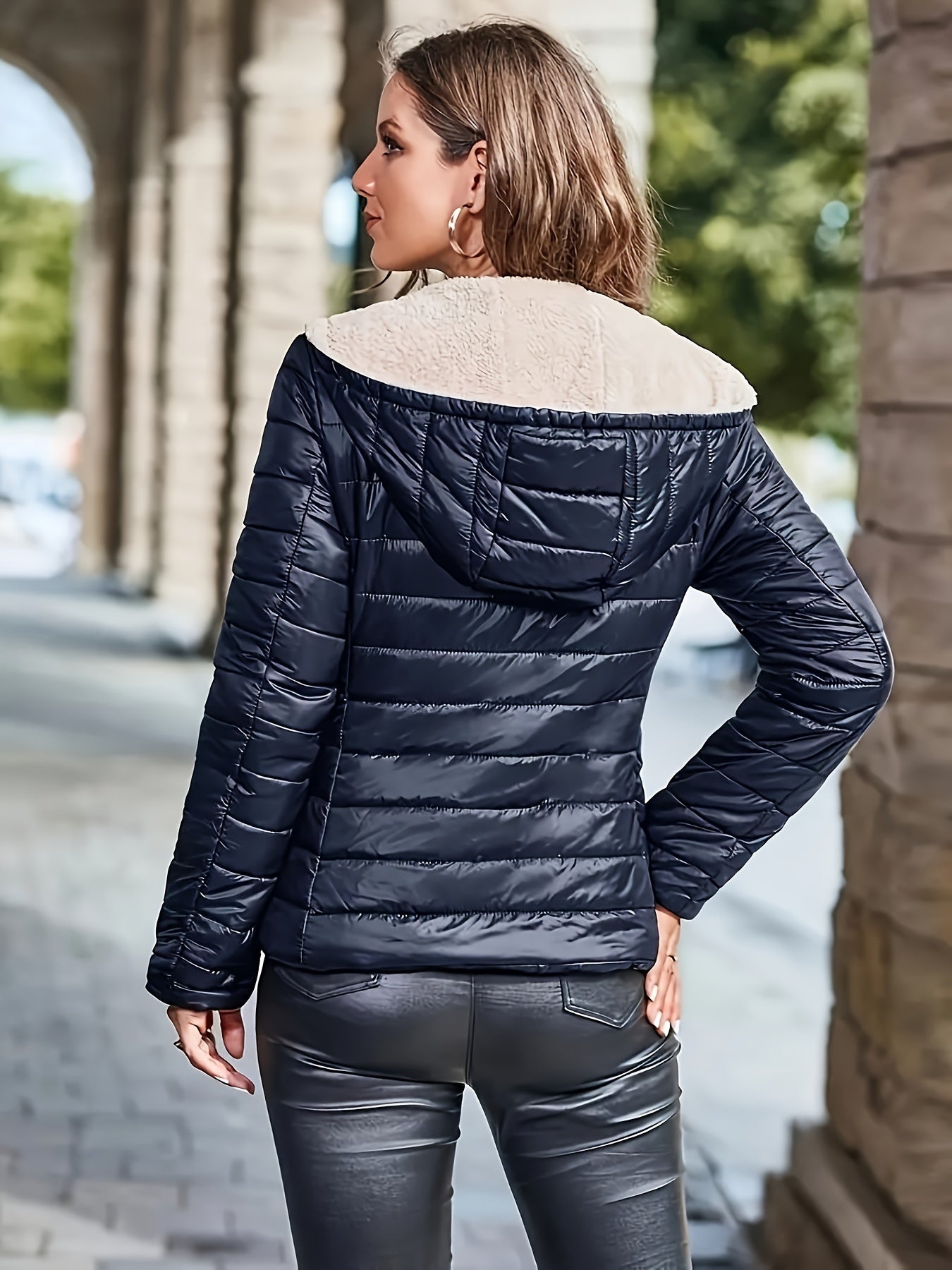 Dames Warme Gewatteerde Hoodie Jas Katoenmix Loszittende Pasvorm