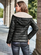Dames Warme Gewatteerde Hoodie Jas Katoenmix Loszittende Pasvorm
