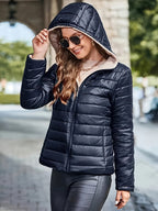 Dames Warme Gewatteerde Hoodie Jas Katoenmix Loszittende Pasvorm