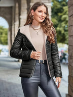 Dames Warme Gewatteerde Hoodie Jas Katoenmix Loszittende Pasvorm