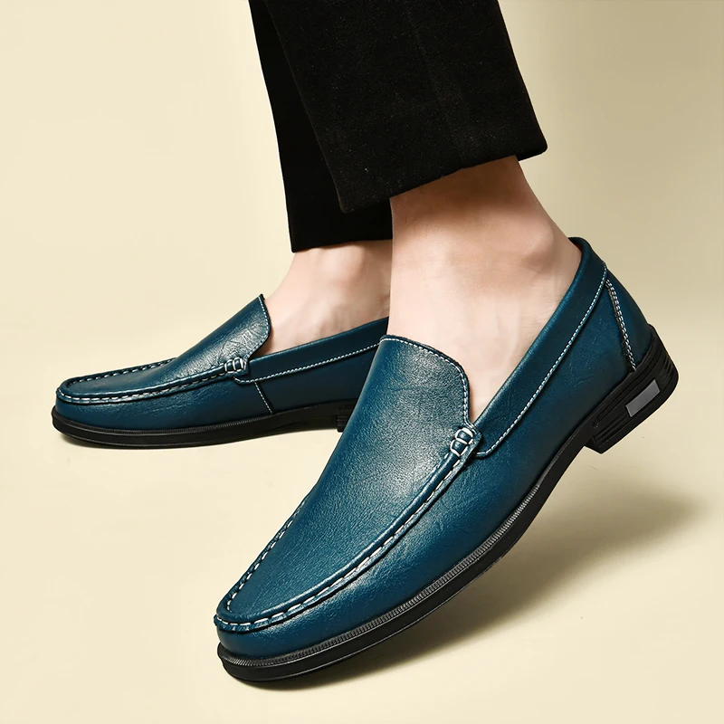 Heren Mocassins Leren Instappers Handgestikte Details
