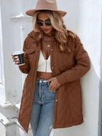 Dames Gewatteerde Jas Puffer Regular Fit In Solide Kleur