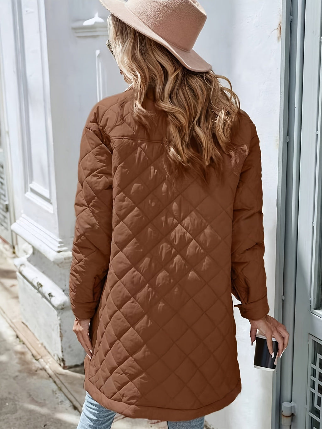 Dames Gewatteerde Jas Puffer Regular Fit In Solide Kleur