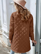 Dames Gewatteerde Jas Puffer Regular Fit In Solide Kleur