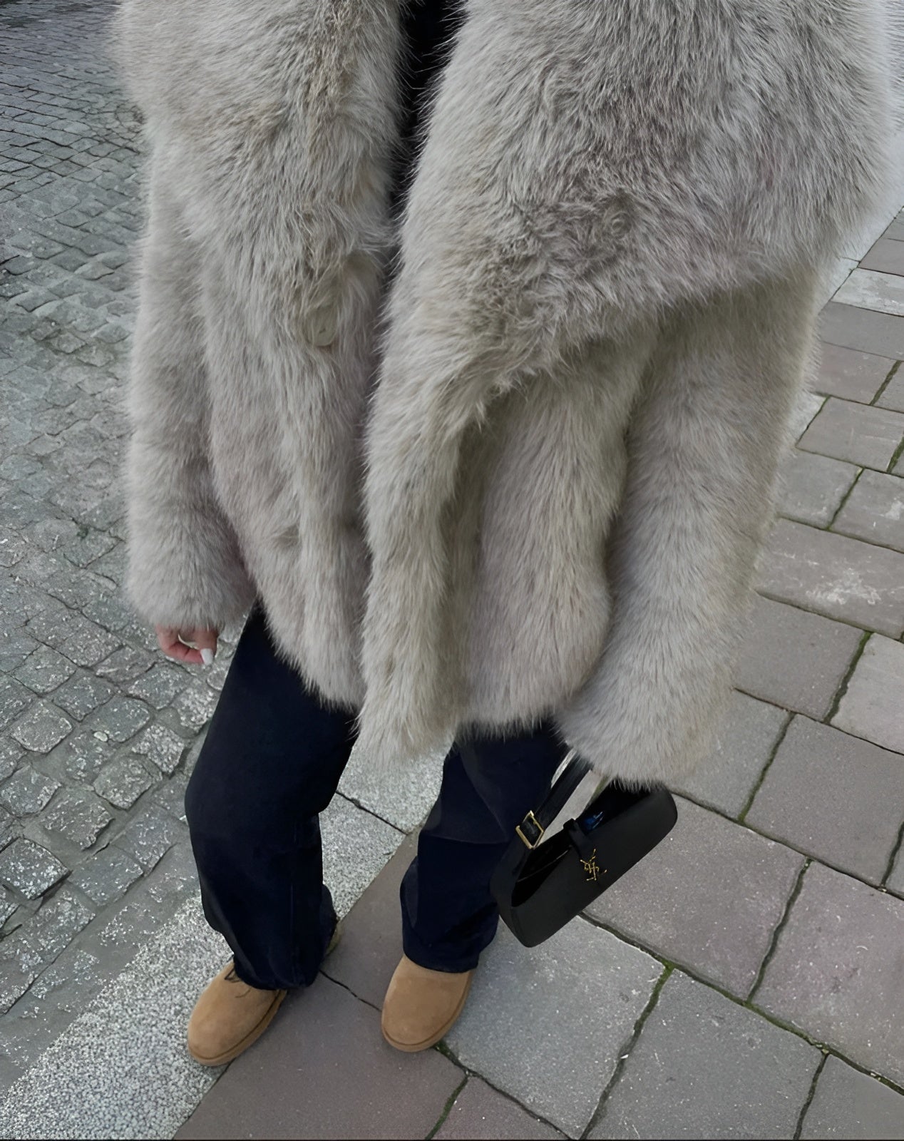 Dames Knuffelige Lichtbeige Kunstbont Mantel Losse Pasvorm - Tussenjas