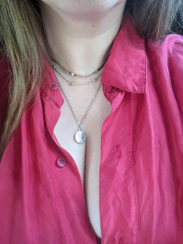 Zilveren Drievoudige Halsketting van Sterling Zilver Handgemaakt Elegante Dames Ketting met Sentimentele Waarde en Veelzijdig Ontwerp voor Diverse Gelegenheden