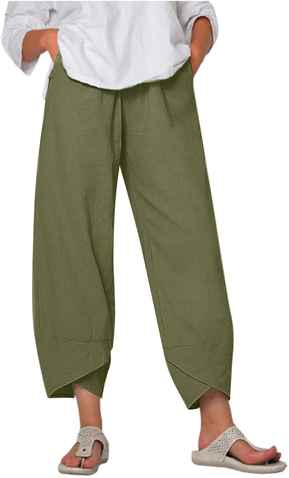Dames Culottes Met Wijde Pijpen En Verkorte Lengte Met Elastische Taille Van Lichtgewicht Stof Voor Comfortabele Dagelijkse Stijl