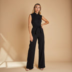 Jumpsuit Mouwloze Met Hoge Kraag En Ceintuur Zakelijk