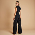 Jumpsuit Mouwloze Met Hoge Kraag En Ceintuur Zakelijk