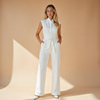 Jumpsuit Mouwloze Met Hoge Kraag En Ceintuur Zakelijk